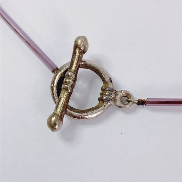 VTG Iridescent Glass Bead Necklace Cube Round Geometric Shapes Unique Statement - Picture 10 of 11